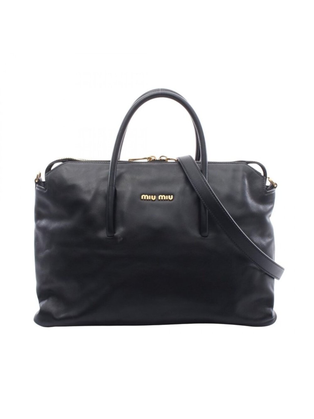 Miu Miu Handbag 2-Way Black Leather Tote - Picture 1 of 8